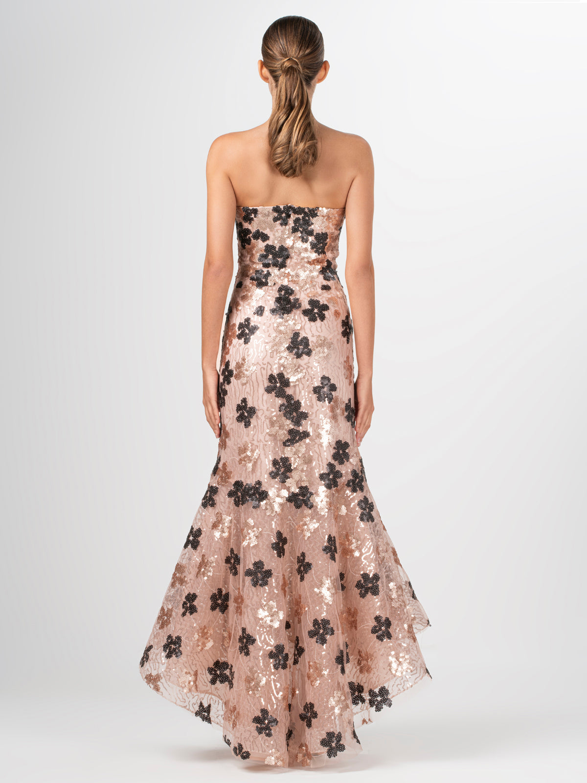 A Gerda Dress Cacao Floral Sequin.