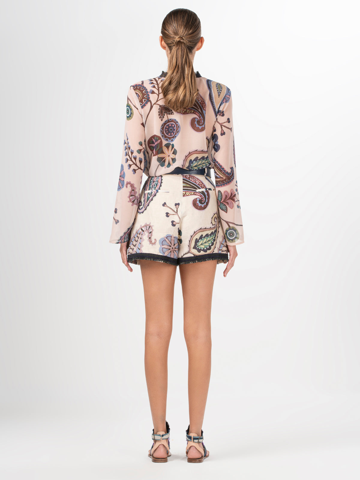 Arnit Short Blue Green Paisley with abstract paisley print.