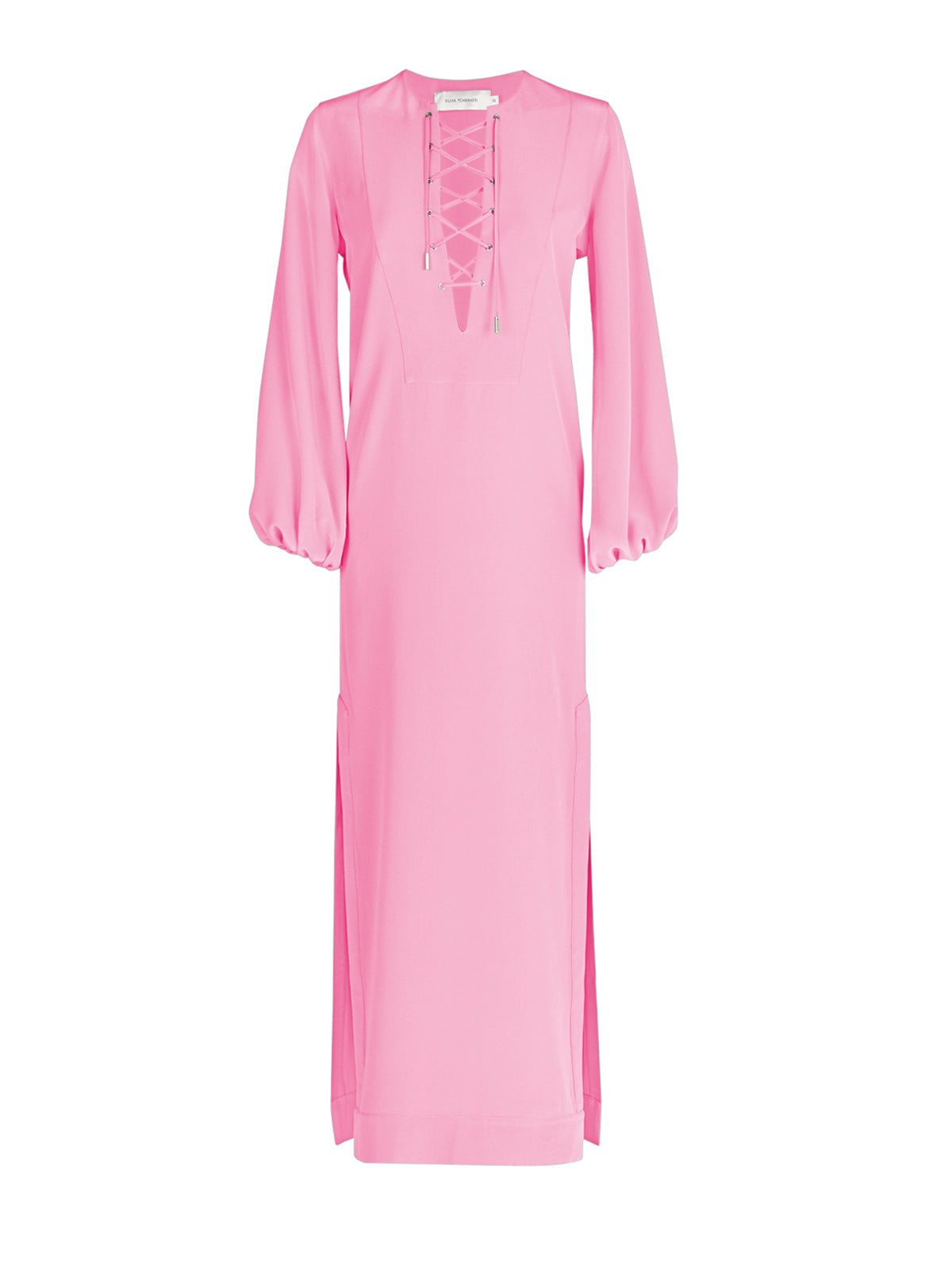A Isernia Tunic Pink with lace detailing.
