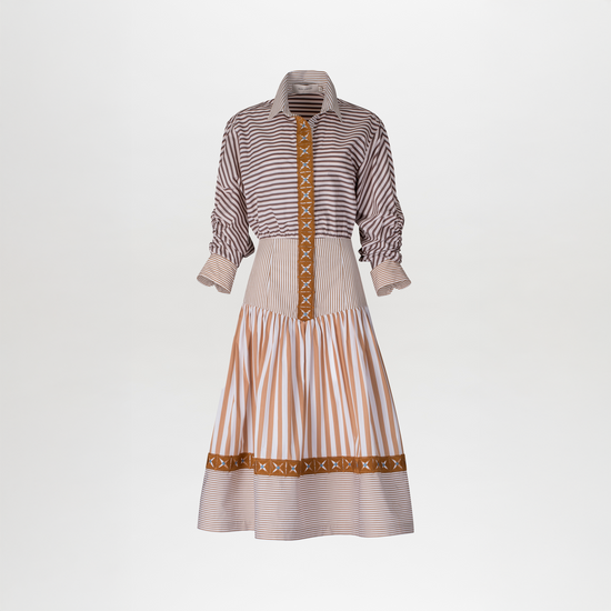 LAMARDRESS-MULTIBROWNSTRIPES