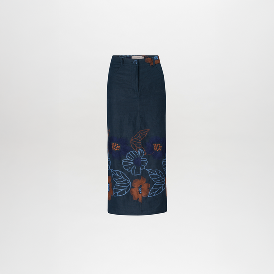 LAYANSKIRT-NAVYOCHREFLOWEREMBROIDERY