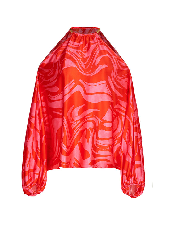JaninaBlousePinkRedMarble